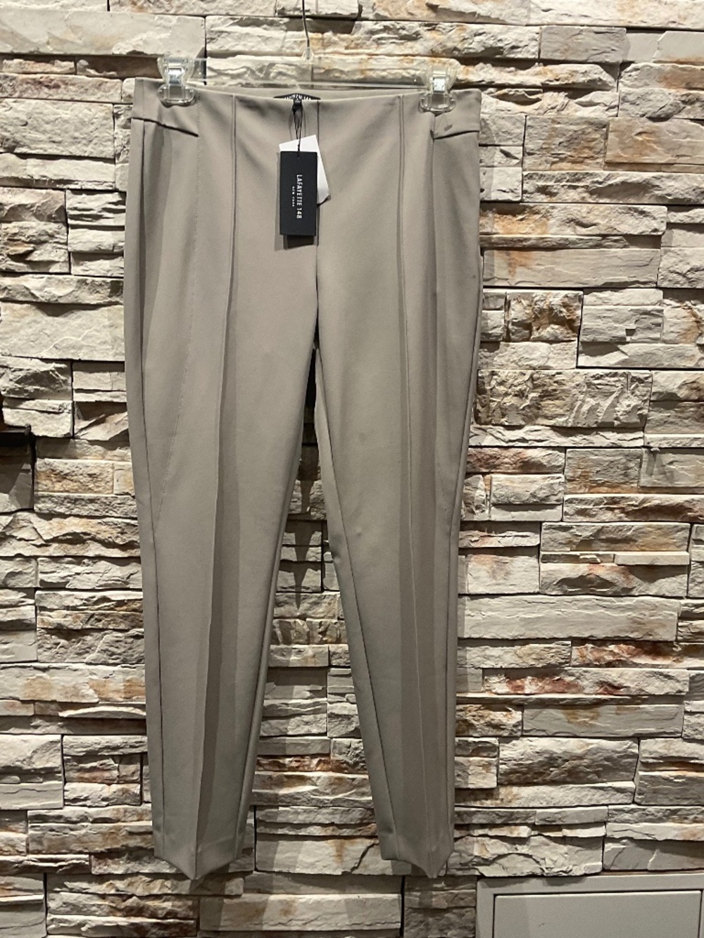 Lafayette 148 New York Beige Gramercy Acclaimed Stretch Pants Size 8 NWT